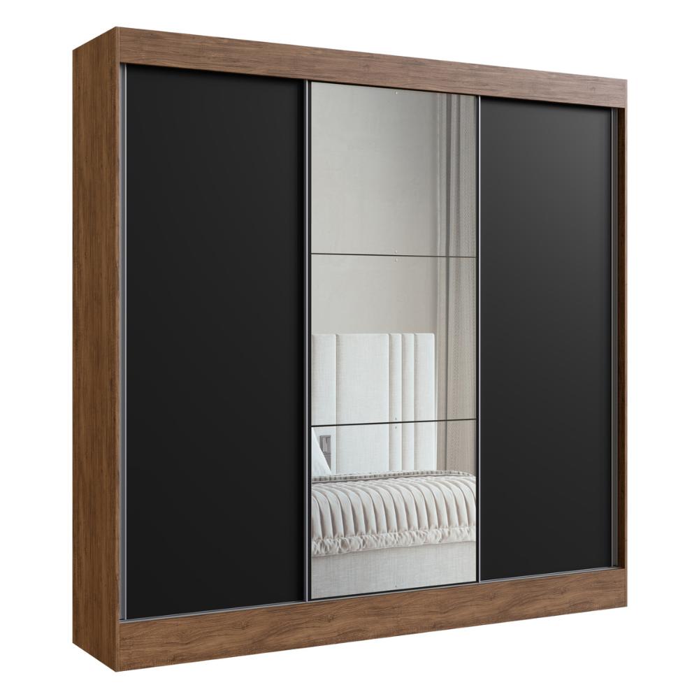 Guarda-Roupas Casal com Espelhos Flex Multimóveis CR35265 Castanho/Preto