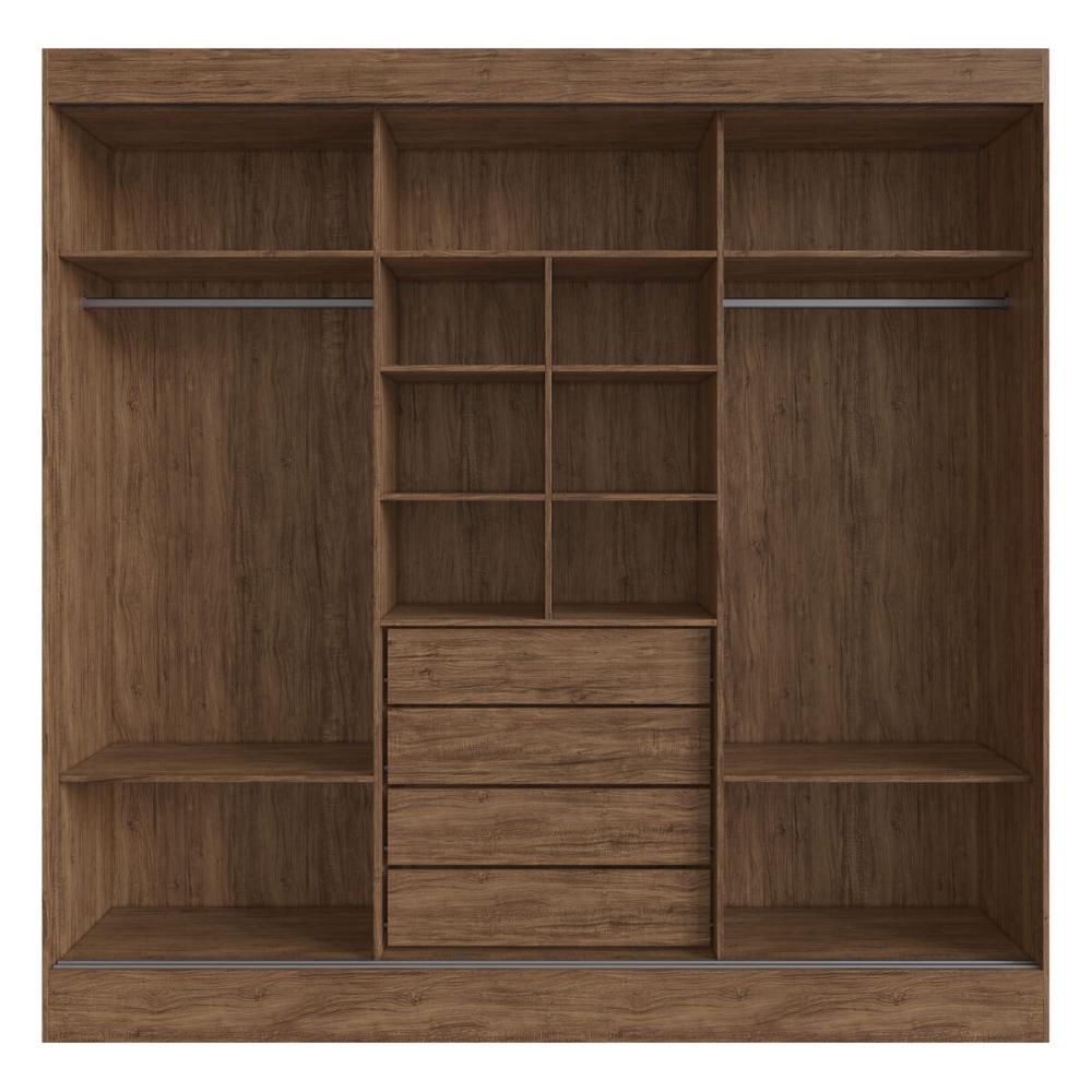 Guarda-Roupas Casal com Espelhos Flex Multimóveis CR35265 Castanho/Preto