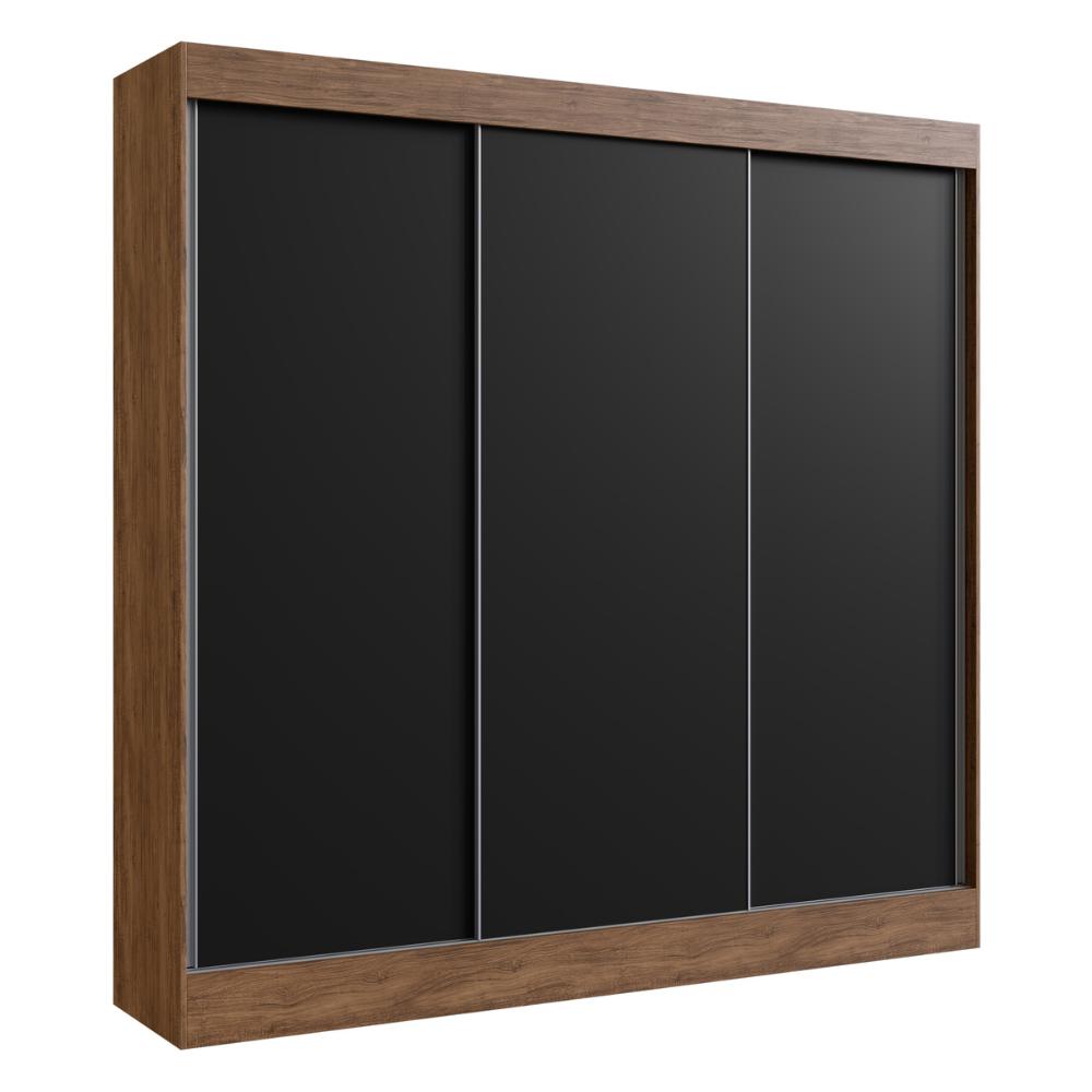 Guarda-Roupas Casal com Espelhos Flex Multimóveis CR35265 Castanho/Preto