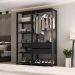 Guarda-Roupas Closet Modulado 135cm 2 Peças com 2 Gavetas e Cabideiro Multimóveis MP4320 Preto
