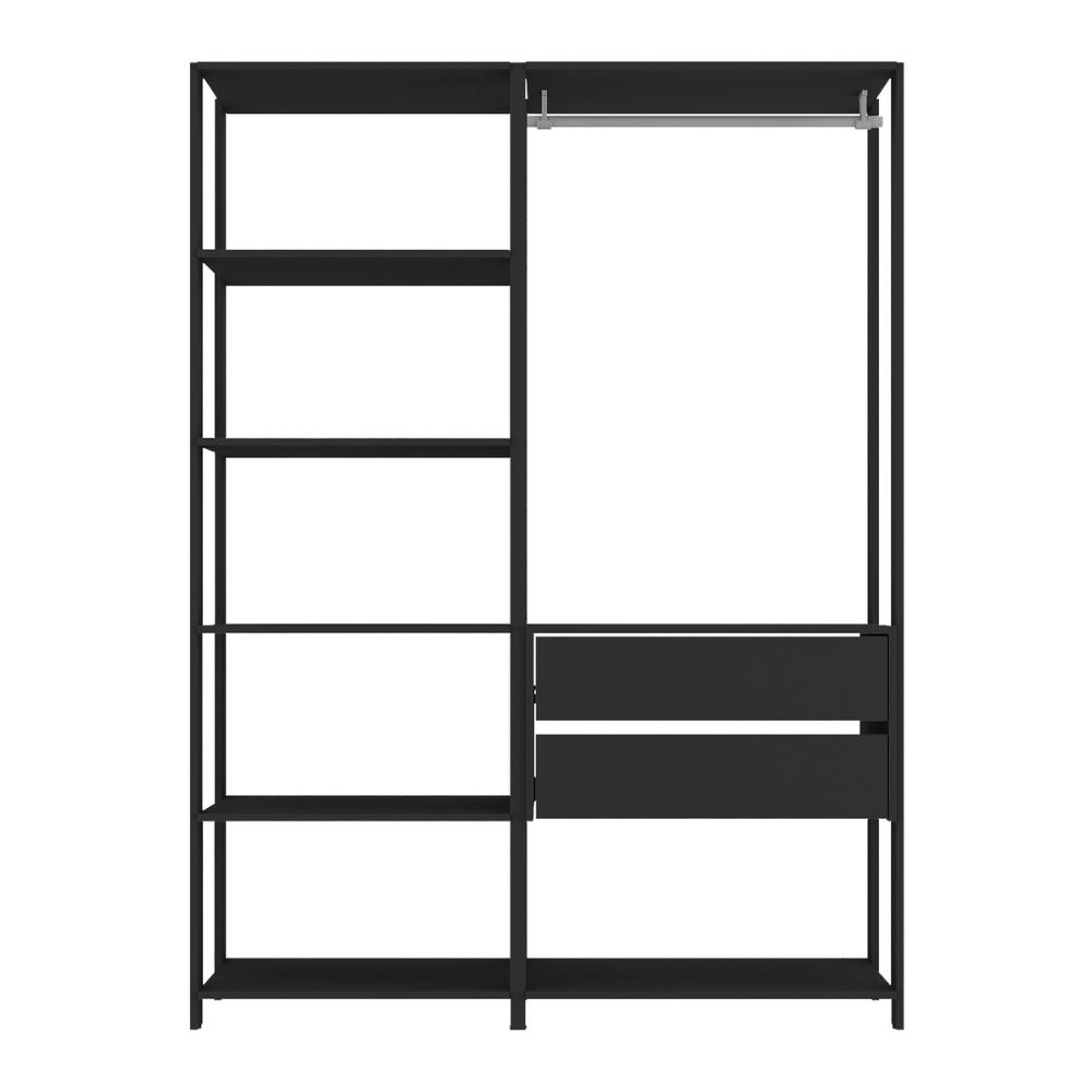 Guarda-Roupas Closet Modulado 135cm 2 Peças com 2 Gavetas e Cabideiro Multimóveis MP4320 Preto