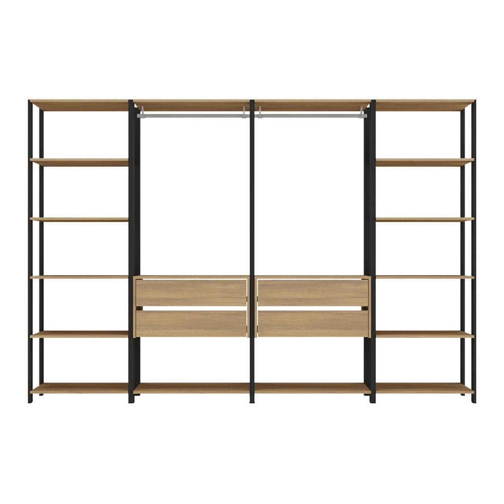 Guarda-Roupas Closet Modulado 205cm 4 Peças com 4 Gavetas e Cabideiros Multimóveis MP4321 Preto/Madeirado