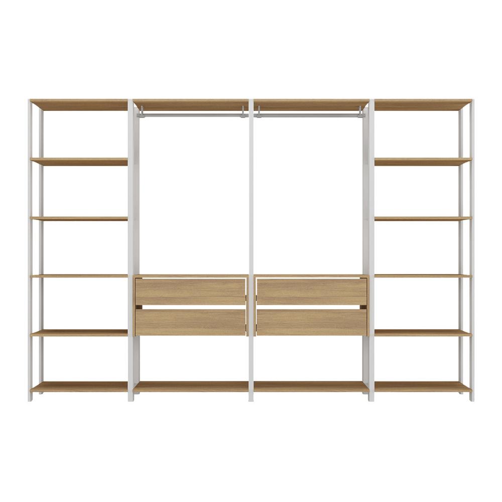 Guarda-Roupas Closet Modulado 270cm 4 Peças com 4 Gavetas Multimóveis MP4321 Branco/Madeirado