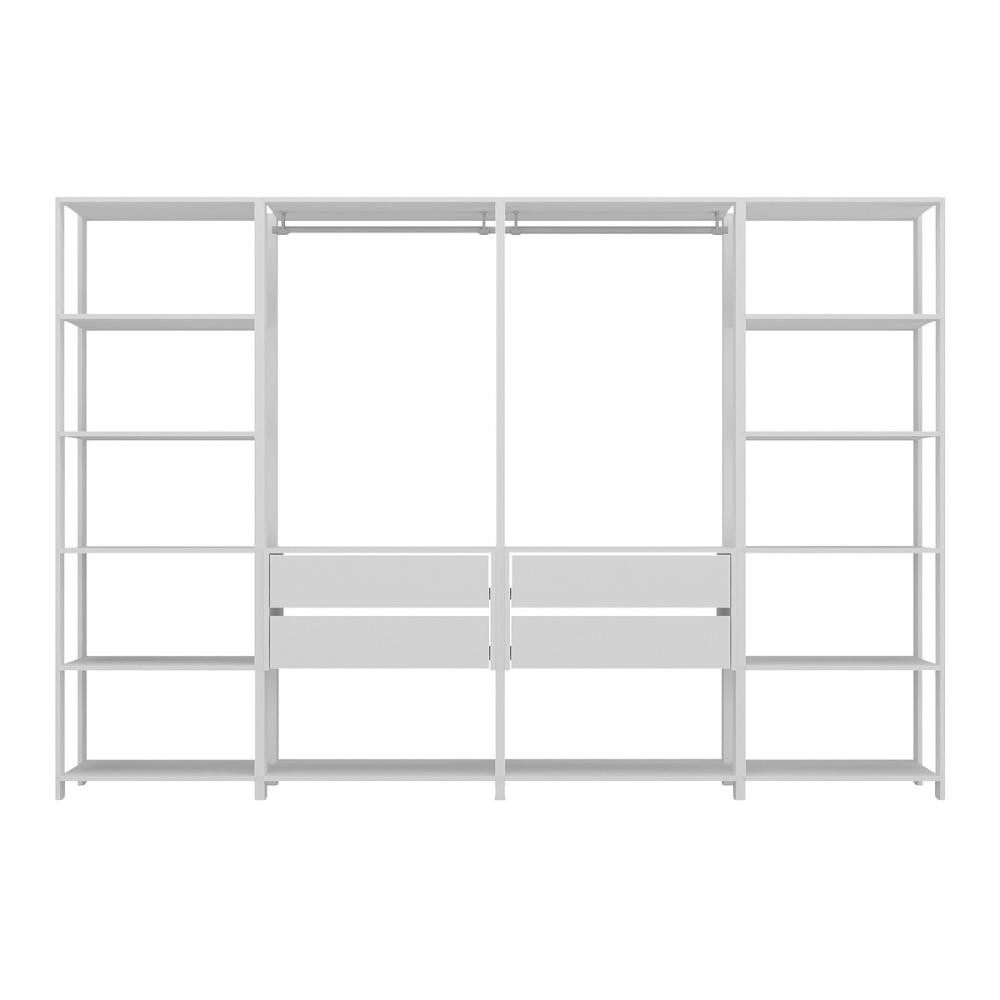 Guarda-Roupas Closet Modulado 270cm 4 Peças com 4 Gavetas e Cabideiros Multimóveis MP4321 Branco