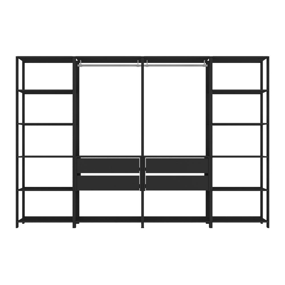 Guarda-Roupas Closet Modulado 270cm 4 Peças com 4 Gavetas e Cabideiros Multimóveis MP4321 Preto