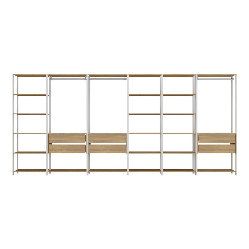 Guarda-Roupas Closet Modulado 405cm 6 Peças com 6 Gavetas Multimóveis MP4322 Branco/Madeirado