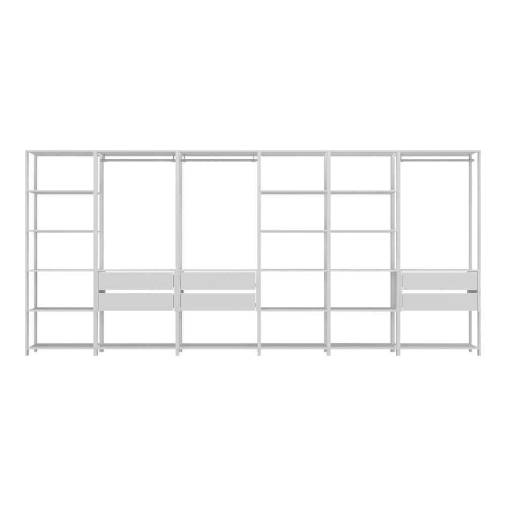 Guarda-Roupas Closet Modulado 405cm 6 Peças com 6 Gavetas e Cabideiros Multimóveis MP4322 Branco