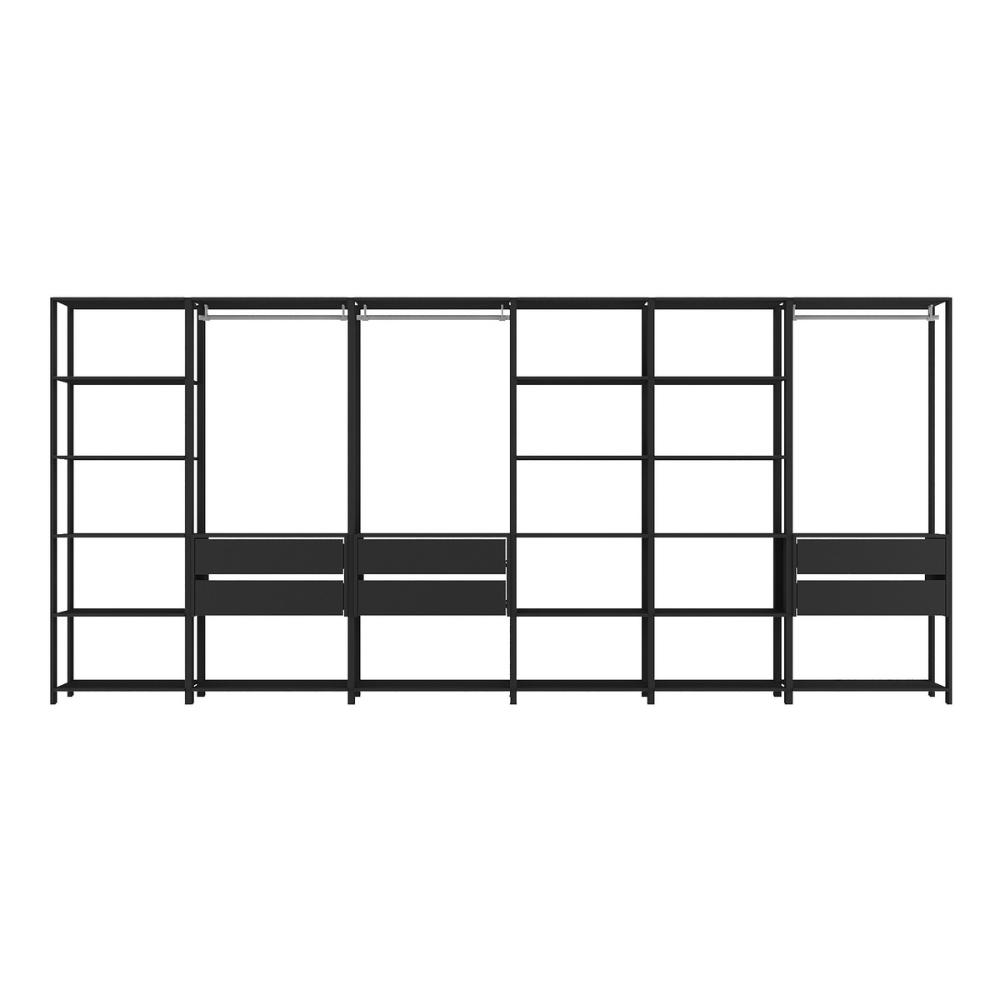 Guarda-Roupas Closet Modulado 405cm 6 Peças com 6 Gavetas e Cabideiros Multimóveis MP4322 Preto