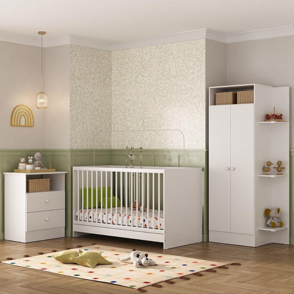 Jogo de Quarto Infantil Trevalla Móveis Pom Pom com Colchão Incluso Branco