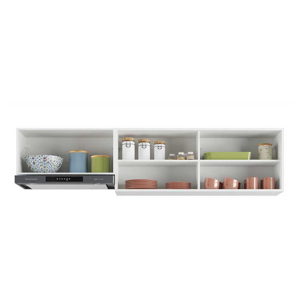 Kit 2 Armários de Cozinha Aéreos 3 Portas Veneza Multimóveis MP2153 Branco/Dourado