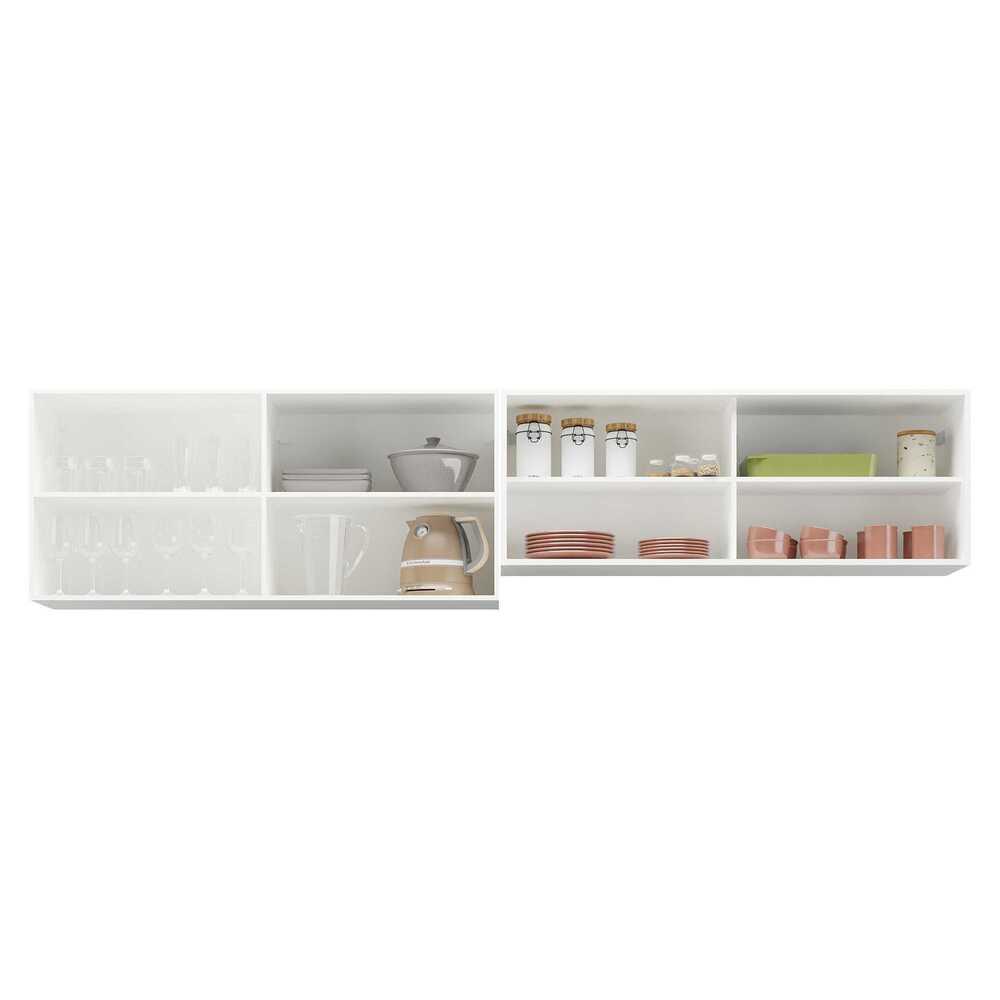 Kit 2 Armários de Cozinha Aéreos 4 Portas Veneza Multimóveis MP2150 Branco
