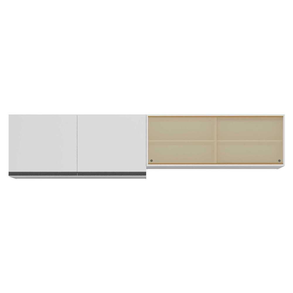 Kit 2 Armários de Cozinha Aéreos 4 Portas Veneza Multimóveis MP2150 Branco/Preto