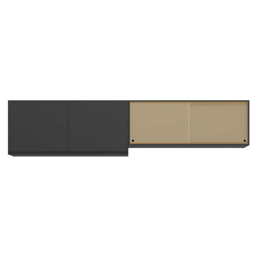 Kit 2 Armários de Cozinha Aéreos 4 Portas Veneza Multimóveis MP2150 Preto