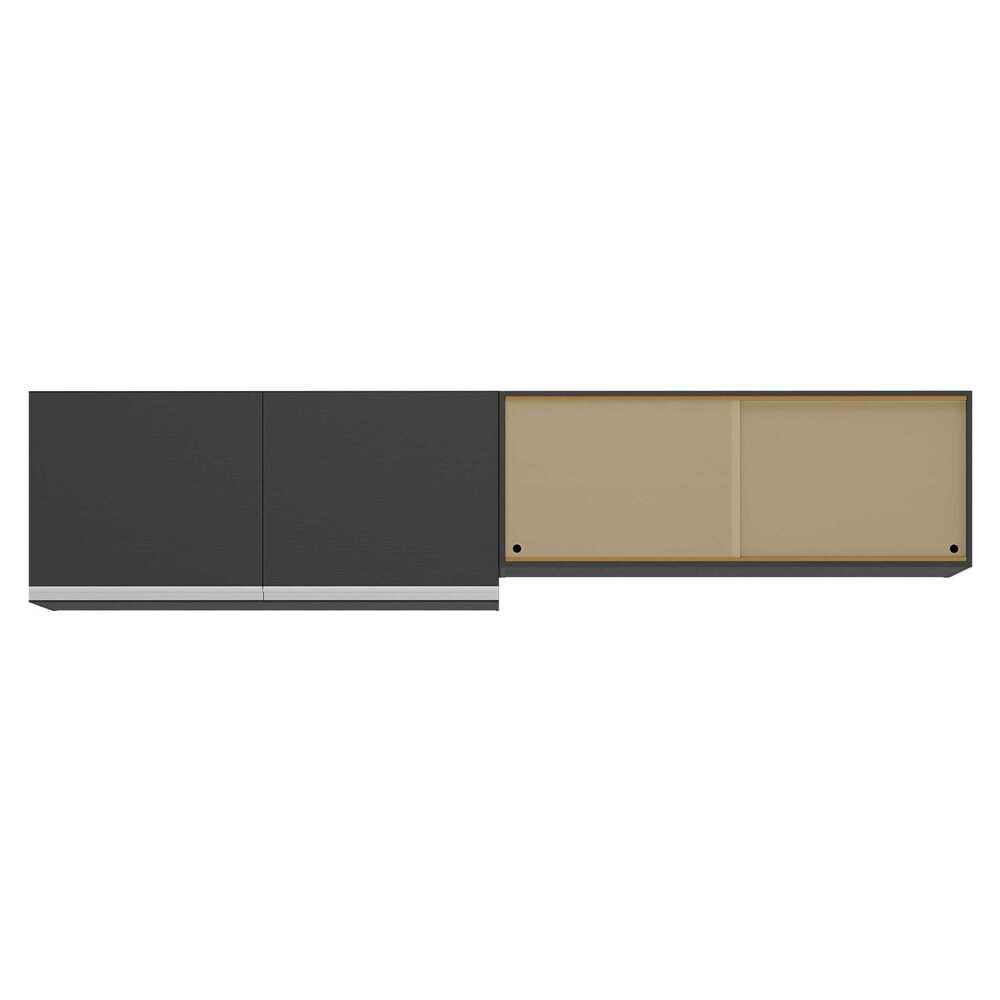 Kit 2 Armários de Cozinha Aéreos 4 Portas Veneza Multimóveis MP2150 Preto/Branco