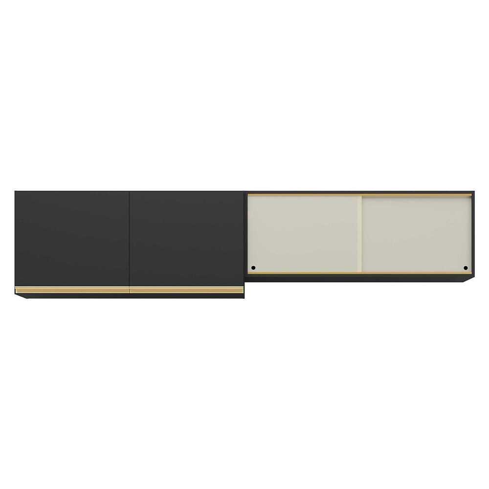 Kit 2 Armários de Cozinha Aéreos 4 Portas Veneza Multimóveis MP2150 Preto/Dourado