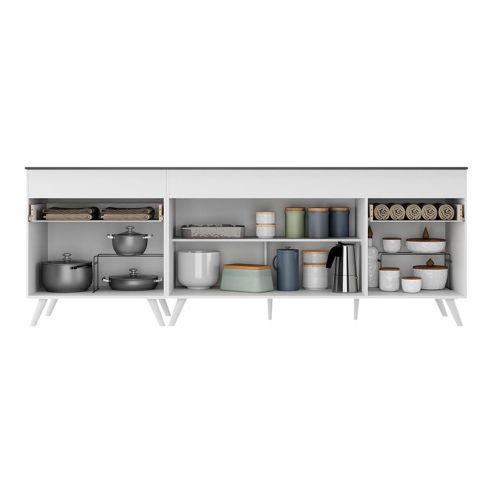 Kit 2 Balcões Gabinete Pia 150 cm e Cooktop 70 cm Veneza Multimóveis MP2073.891 Branco