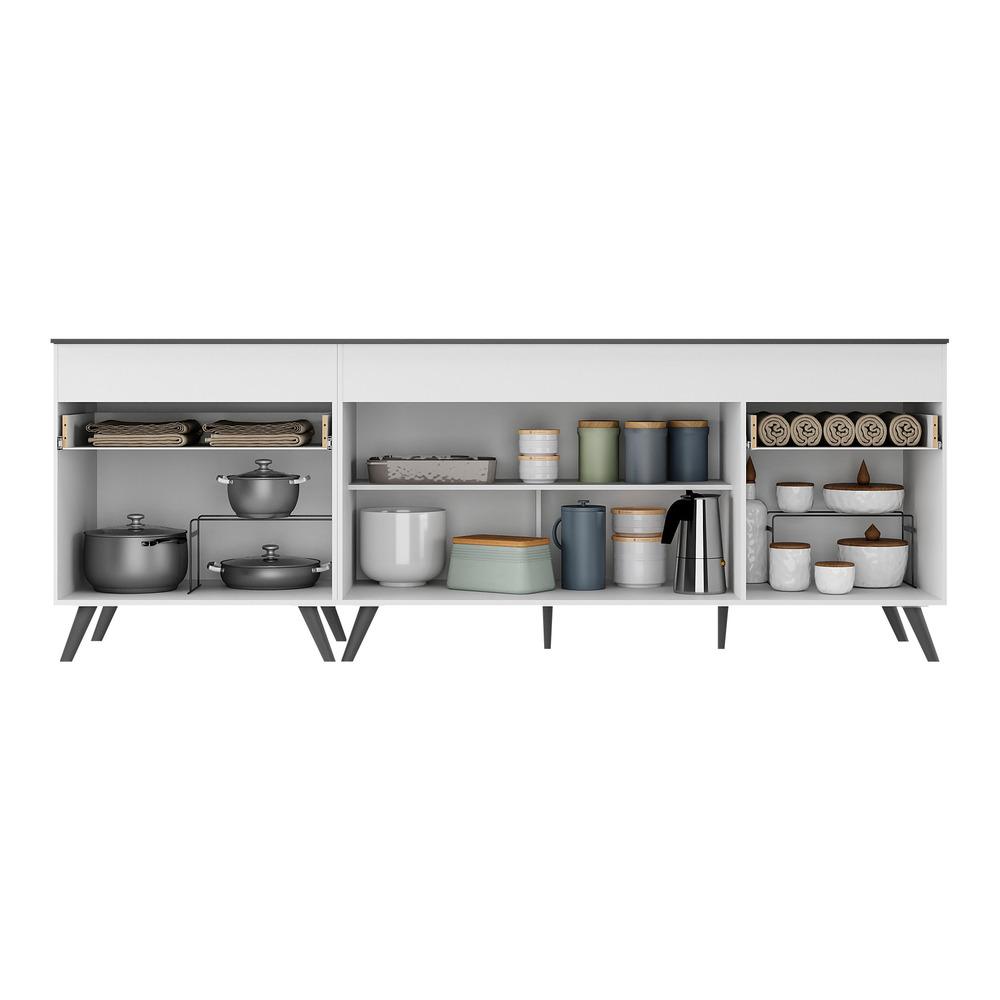 Kit 2 Balcões Gabinete Pia 150 cm e Cooktop 70 cm Veneza Multimóveis MP2073.964 Branco