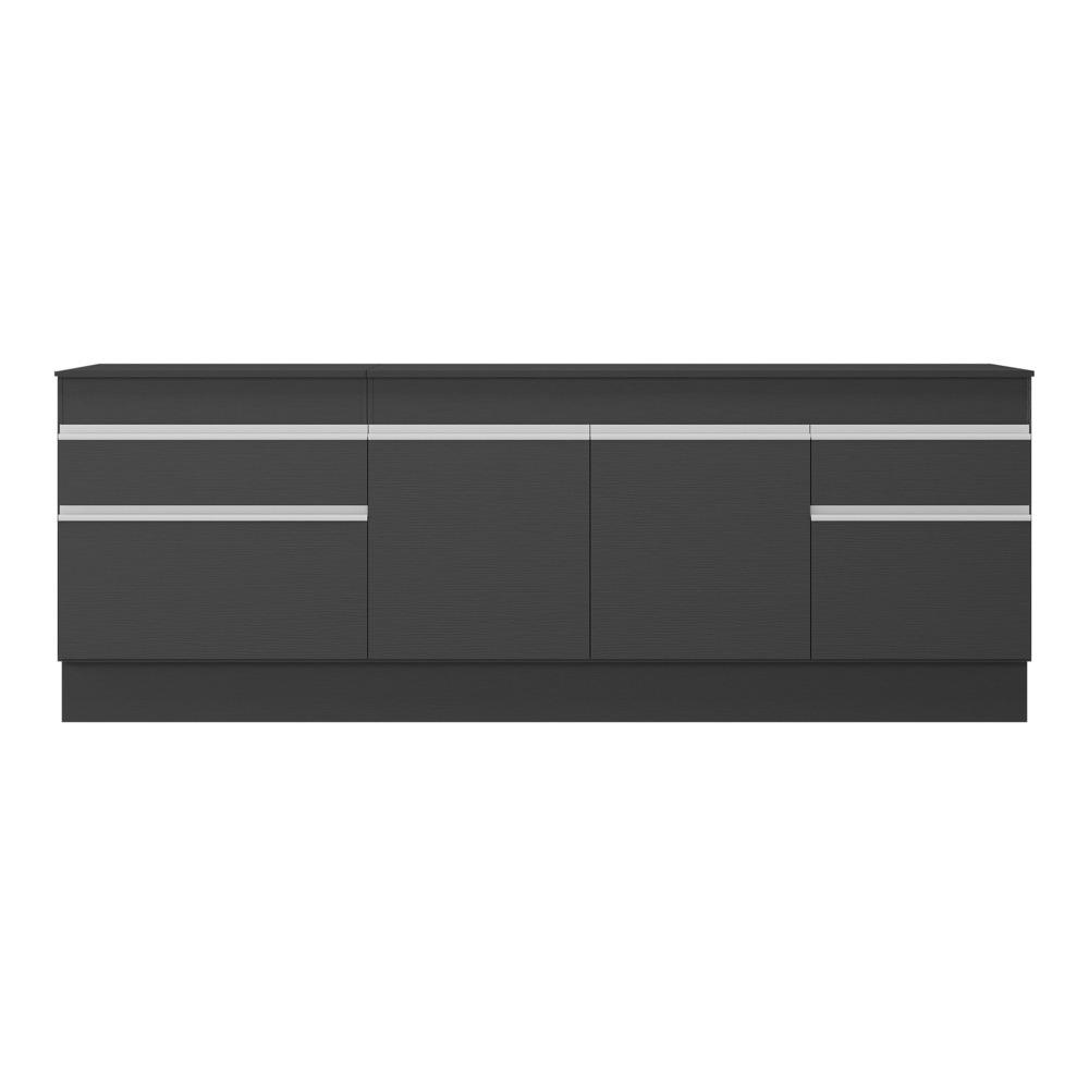 Kit 2 Balcões c/ Rodapé Gabinete Pia 150cm e Cooktop 70cm Veneza Multimóveis MP2108.898 Preto/Branco