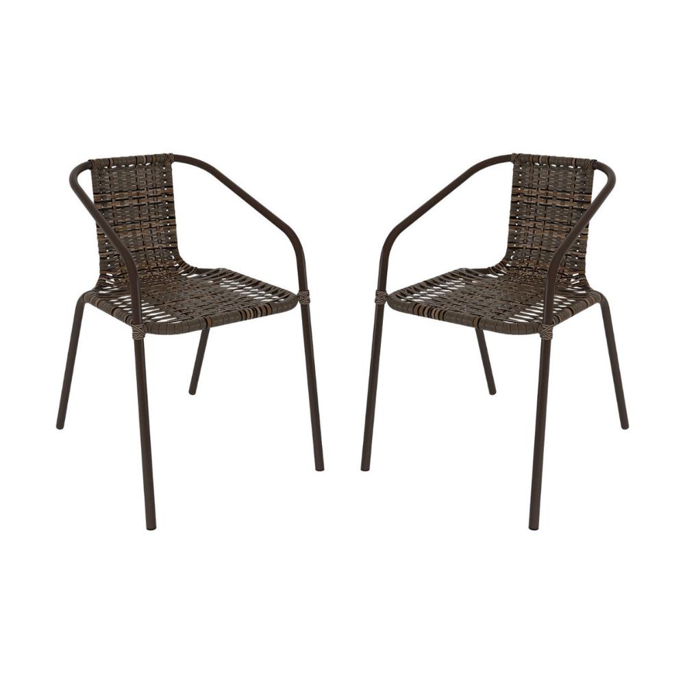 Kit 2 Cadeiras de Jardim Junco Sintético Multimóveis CR8006 Café Mesclado