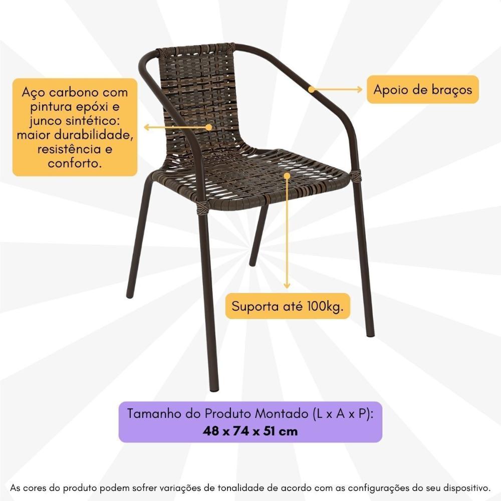 Kit 2 Cadeiras de Jardim Junco Sintético Multimóveis CR8006 Café Mesclado