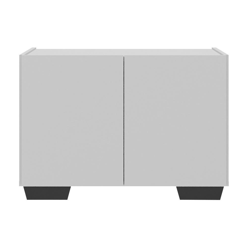 Kit 2 Mesas de Cabeceira 2 Portas e Pés Multimóveis MP4139 Branco/Preto