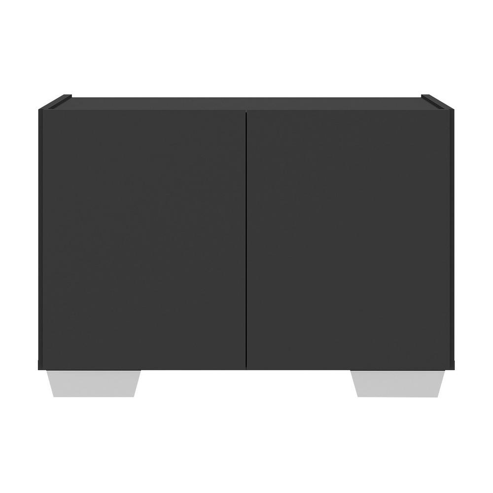 Kit 2 Mesas de Cabeceira 2 Portas e Pés Multimóveis MP4139 Preto/Branco