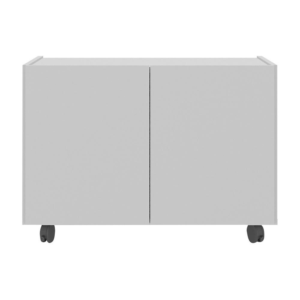 Kit 2 Mesas de Cabeceira com Rodízios 2 Portas Multimóveis MP4136 Branco