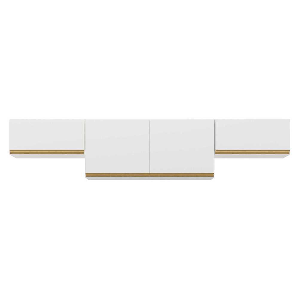 Kit 3 Armários de Cozinha Aéreos 4 Portas Veneza Multimóveis MP2151 Branco/Dourado