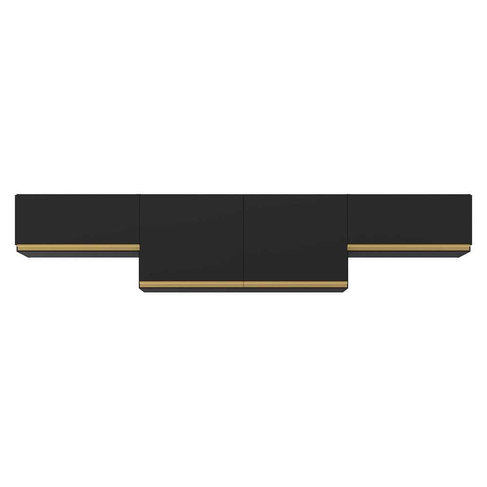 Kit 3 Armários de Cozinha Aéreos 4 Portas Veneza Multimóveis MP2151 Preto/Dourado