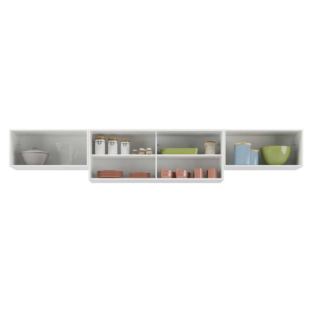 Kit 3 Armários de Cozinha Aéreos 4 Portas Veneza Multimóveis MP2152 Branco