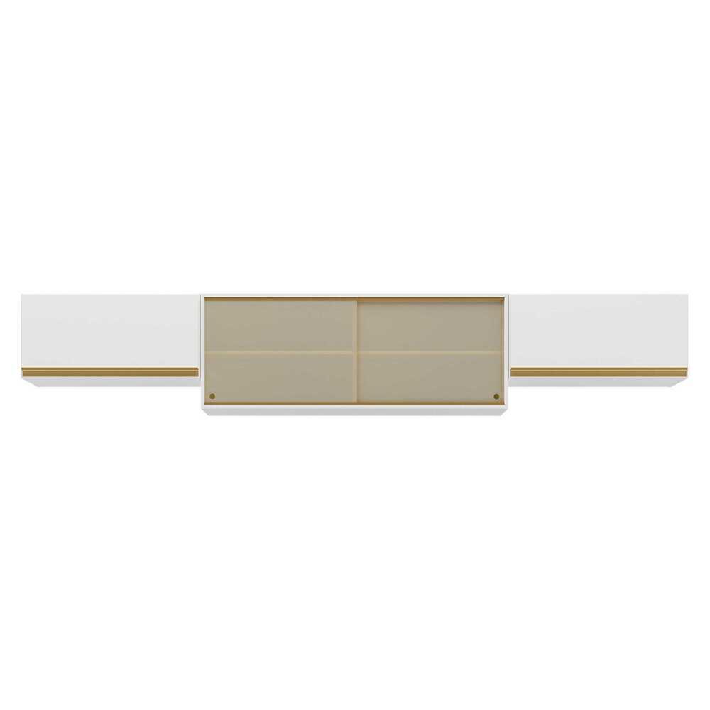 Kit 3 Armários de Cozinha Aéreos 4 Portas Veneza Multimóveis MP2152 Branco/Dourado