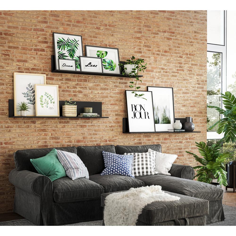 Kit 3 Prateleiras Nichos Decorativos 175 cm Multimóveis Preto