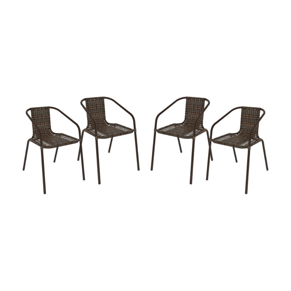 Kit 4 Cadeiras de Jardim Junco Sintético Multimóveis CR8009 Café Mesclado