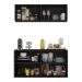 Kit Aparador Buffet com Armário Aéreo 4 Portas Cantinho do Café Multimóveis MP1074 Preto