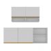 Kit Armário Cozinha Aéreo 105cm com Aéreo 150cm Veneza Multimóveis MP2291 Branco/Dourado