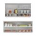 Kit Armário Cozinha Aéreo 105cm e Aéreo 120cm com Portas de Vidro Multimóveis MP2293 Branco/Dourado