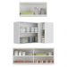 Kit Armário Cozinha Aéreo Canto 90cm com Aéreo 70cm e Aéreo 120cm Veneza Multimóveis MP2287 Branco/Dourado