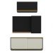 Kit Armário Cozinha Aéreo Canto 90cm com Aéreo 70cm e Aéreo 120cm Veneza Multimóveis MP2287 Preto/Dourado