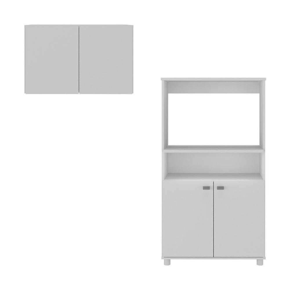 Kit Armário de Cozinha 2 Portas com Balcão Multiuso Multimóveis MP2236 Branco