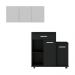 Kit Armário de Cozinha 3 Portas com Balcão Multiuso Multimóveis MP2234 Branco/Preto