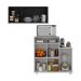 Kit Armário de Cozinha 3 Portas com Balcão Multiuso Multimóveis MP2234 Preto/Branco