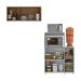 Kit Armário de Cozinha 3 Portas com Balcão Multiuso/Fruteira Multimóveis MP2235 Branco/Rustic