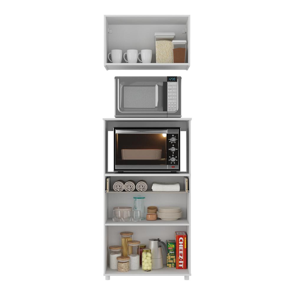 Kit Armário de Cozinha 62,5cm com Balcão para Forno/Micro-ondas Multimóveis MP2281 Branco