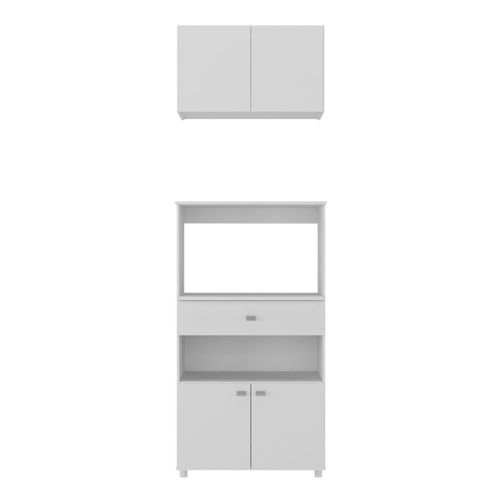 Kit Armário de Cozinha 62,5cm com Balcão para Forno/Micro-ondas Multimóveis MP2281 Branco