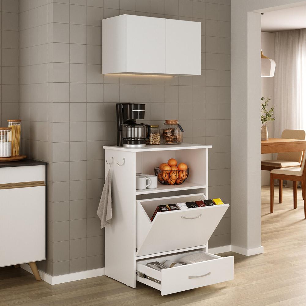Kit Armário de Cozinha Aéreo 62,5cm com Balcão Multimóveis MP5063 Branco