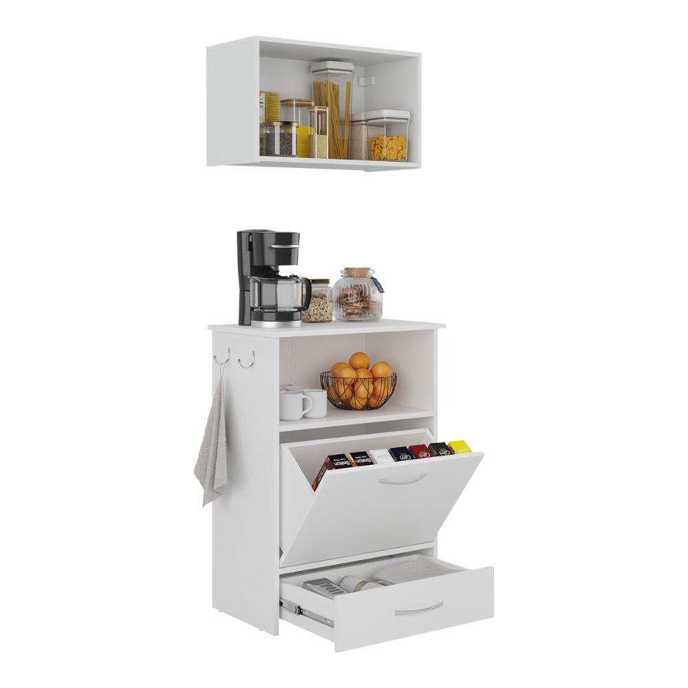 Kit Armário de Cozinha Aéreo 62,5cm com Balcão Multimóveis MP5063 Branco
