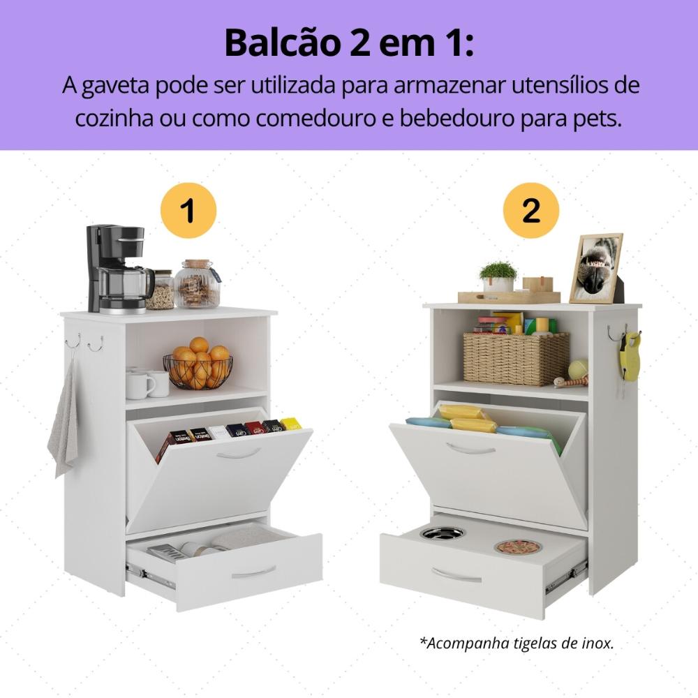 Kit Armário de Cozinha Aéreo 62,5cm com Balcão Multimóveis MP5063 Branco