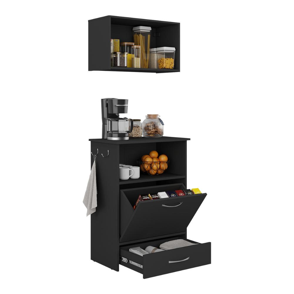 Kit Armário de Cozinha Aéreo 62,5cm com Balcão Multimóveis MP5063 Preto