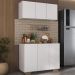 Kit Armário de Cozinha Aéreo e Balcão 3 Portas Multimóveis MP2169 Branco/Natural