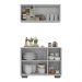 Kit Armário de Cozinha Aéreo e Balcão 3 Portas Multimóveis MP2169 Branco/Preto